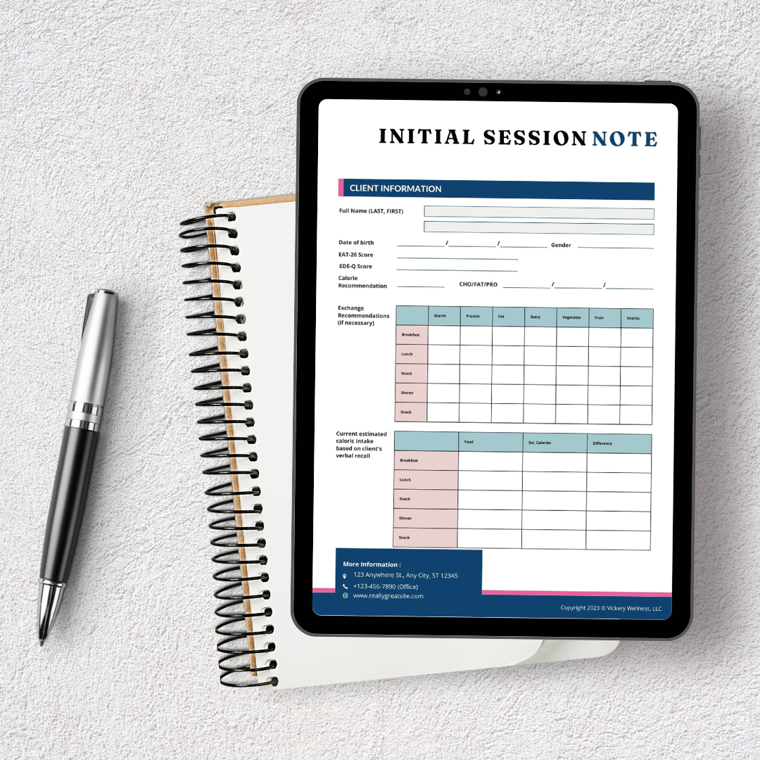 Initial Session Note Template for Canva